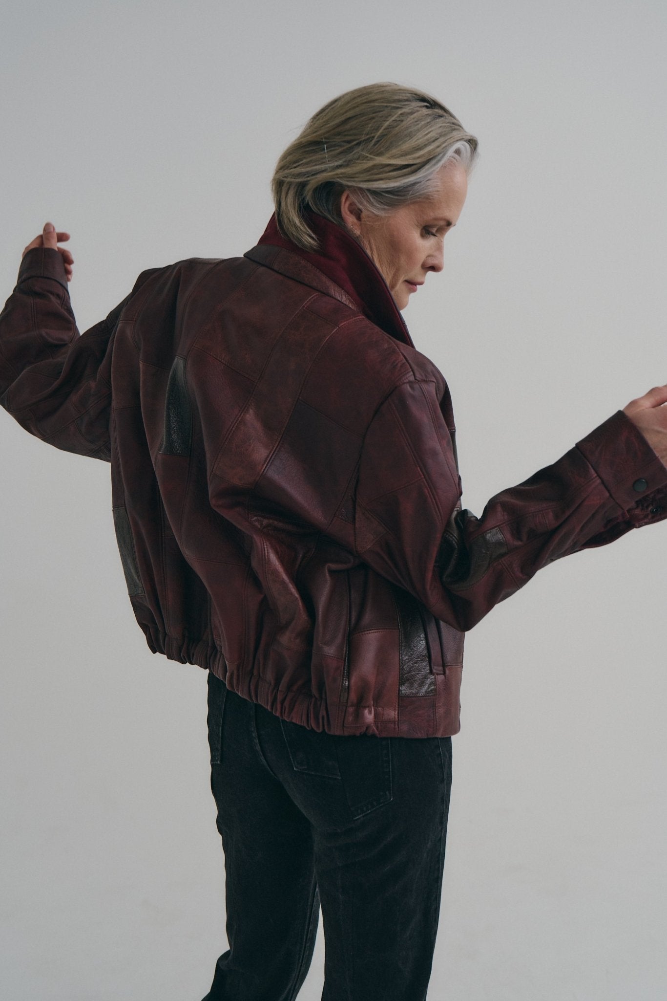 Cherry Red Leather Bailey Bomber | One-of-a-kind - ELV Denim