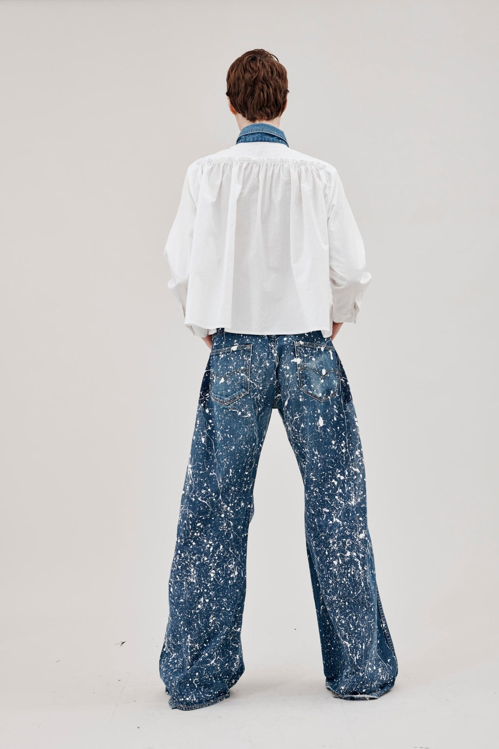 Dalston Wide Leg Painted Jeans Dark Blue - ELV Denim