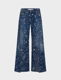 Dalston Wide Leg Painted Jeans Dark Blue - ELV Denim
