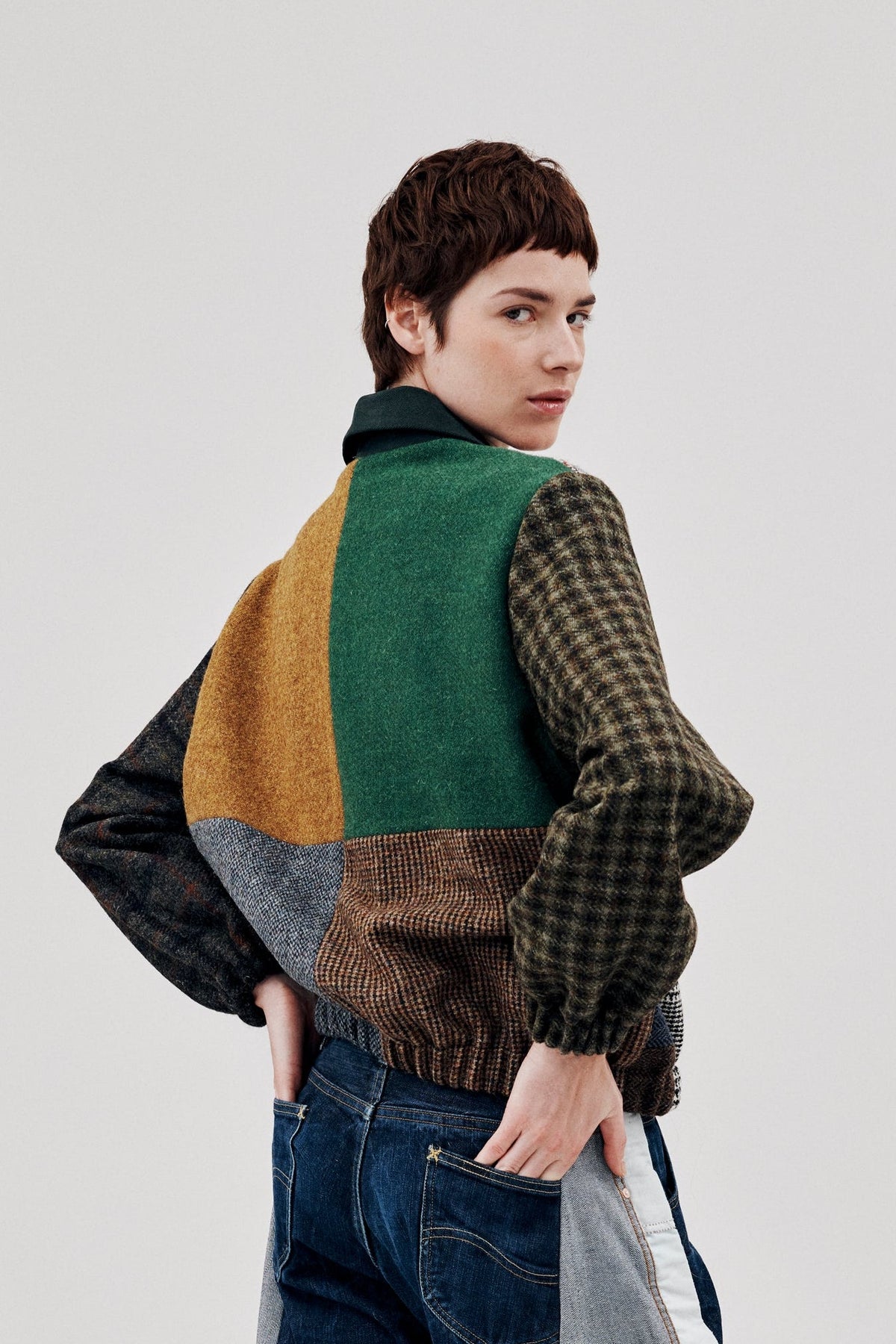 Kara Bomber Jacket Harris Tweed - ELV Denim