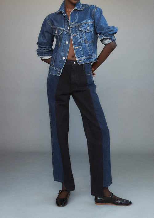 Dark Blue Black Contrast Boyfriend Jean - E.L.V. Denim