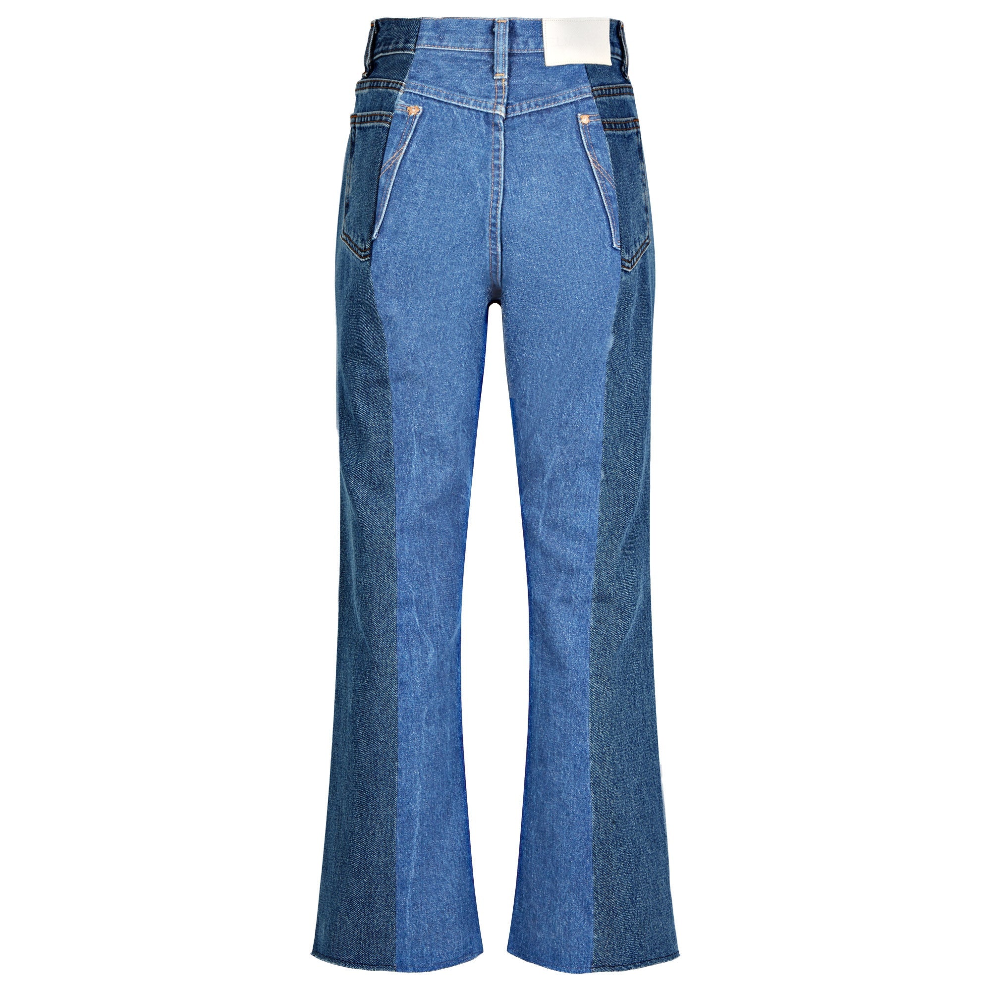 Dark Mid Blue Contrast Flare Jean - E.L.V. Denim